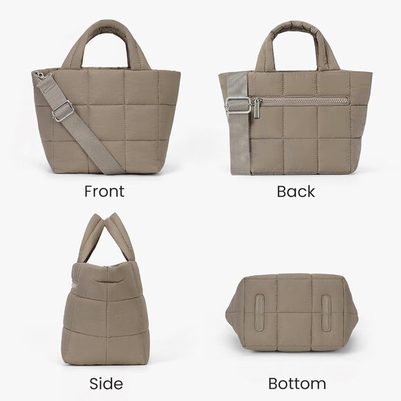 Puffer Tote Bag, Quilted Nylon Tote Purse Lightweight Puffy Shoulder Bag Soft Ho - Picture 7 of 7